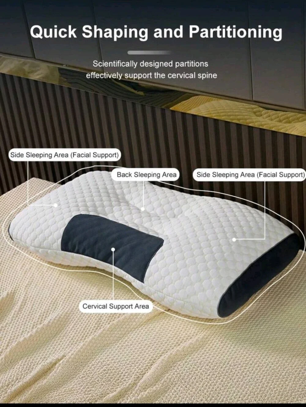 2 Pcs White and Black Contour Massage Pillows